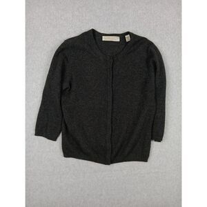 VALERIE STEVENS 100% 2 Ply‎ Cashmere Cardigan Sweater Medium Gray Snap up EUC